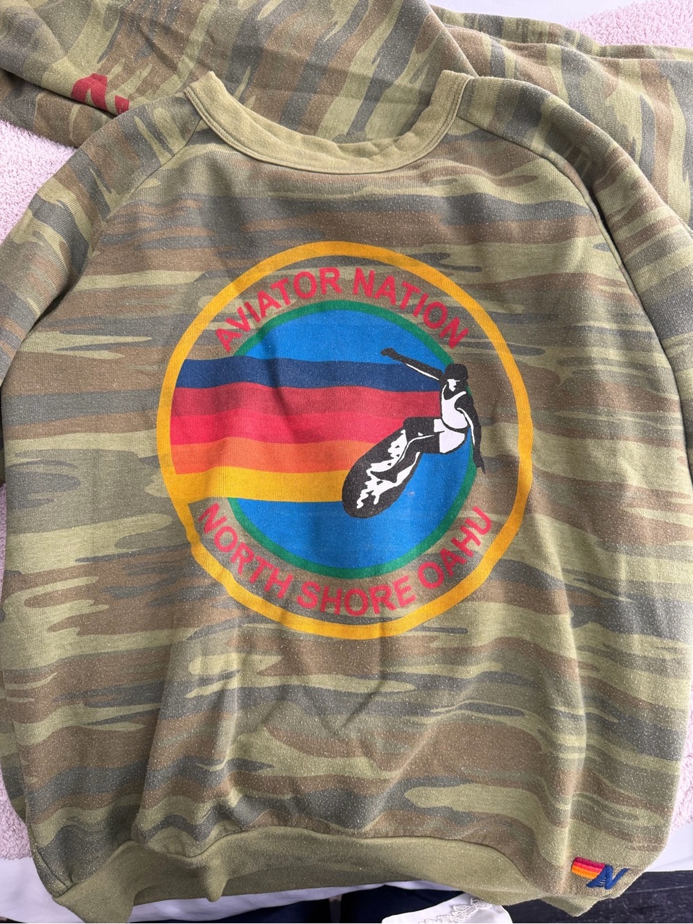 SET sweatpants and sweatshirt aviator Nation Olive Camo with Rainbow - Picture 2 of 6